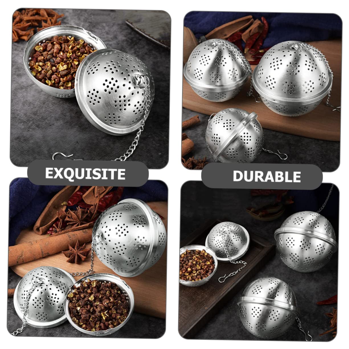 PRETYZOOM Stainless Steel Spice Infuser Tea Hook Chain Easy to Clean Strainer for Loose Leaf Tea for Home Office