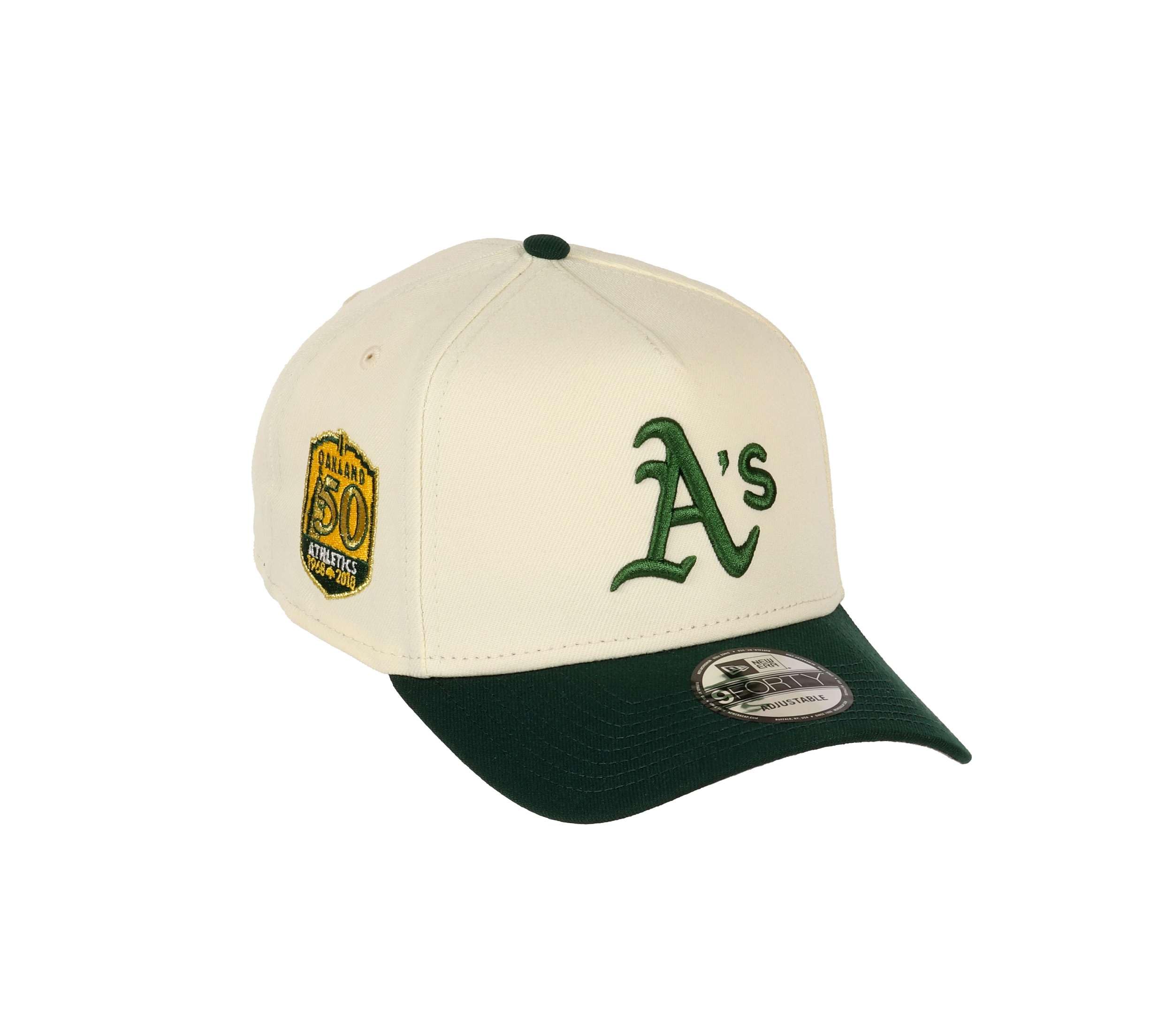 New Era Unisex Oakland Athletics #29575 Oakland Athletics Mlb 50Th Anniversary Sidepatch Cooperstown Chrome Green 9Forty A-Frame Snapback Cap