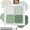 Green-Toned 4-Color Matte & Shimmer Eyeshadow Palette - Long-Lasting & Waterproof Compact Eye Makeup with Glitter Mermaid Effect - Neutral Travel-Size Palette for Daily Use (Green)