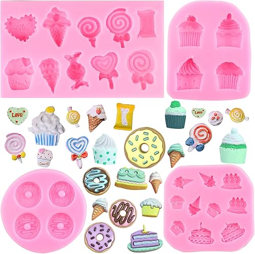ZiXiang Moldes de silicona para conos de helado, molde de dona, molde de caramelo para decoración de pasteles, decoración de cupcakes, polimero de