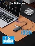 Lemorele Dual Monitor de la station d'accueil, 6 en 1 USB C Adaptateur multiport Hub w/2 HDMI 4K, 5Gbps USB3.0 & 2 USB2.0, 100W PD Chargement - USB C Dock pour ordinateur portable Dell/HP/MacBook/Surface - Branchez et jouez