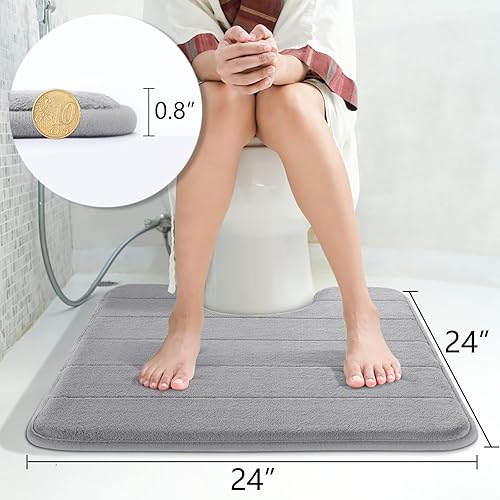 Miniatura 2 de Yimobra Tapete de baño de espuma viscoelástica en forma de U, suave y cómodo, súper absorción de agua, antideslizante, grueso, lavable a máquina y