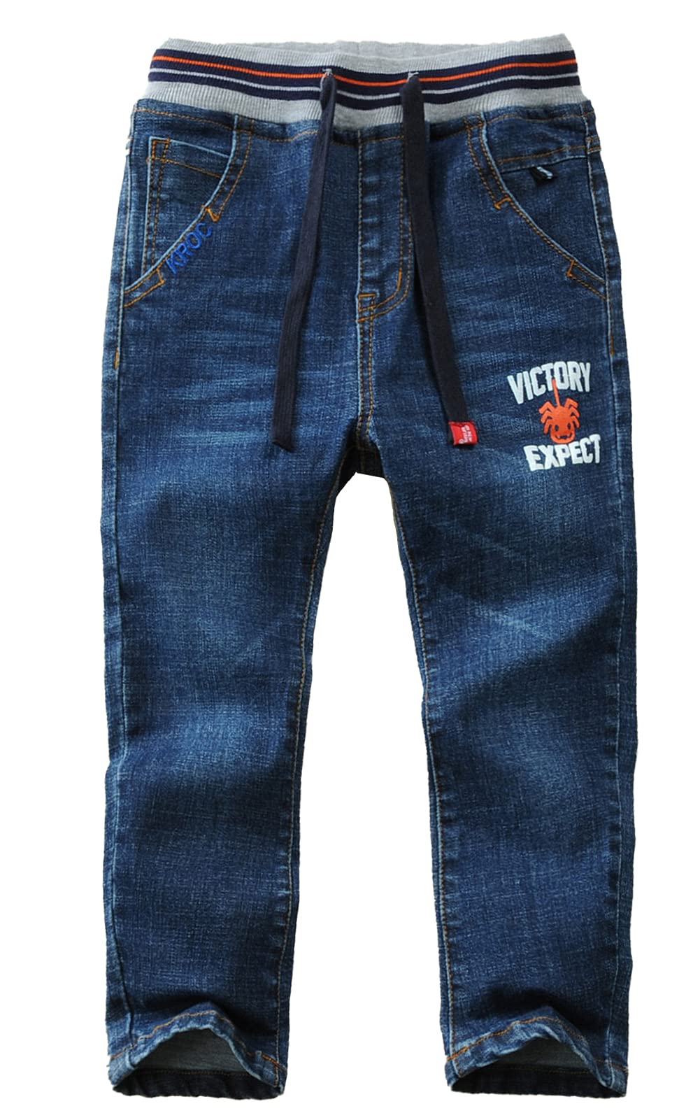 Maeau Jeans a Vita Media per Bambini a Lunghezza Intera a Vita Media, lavati, per Bambini dai 3 ai 14 Anni