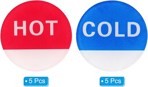 Miniatura 3 de PATIKIL Etiqueta autoadhesiva para agua calientefría, paquete de 5 pares10 calcomanías redondas de acrílico para fregaderos de grifos, rojoazul