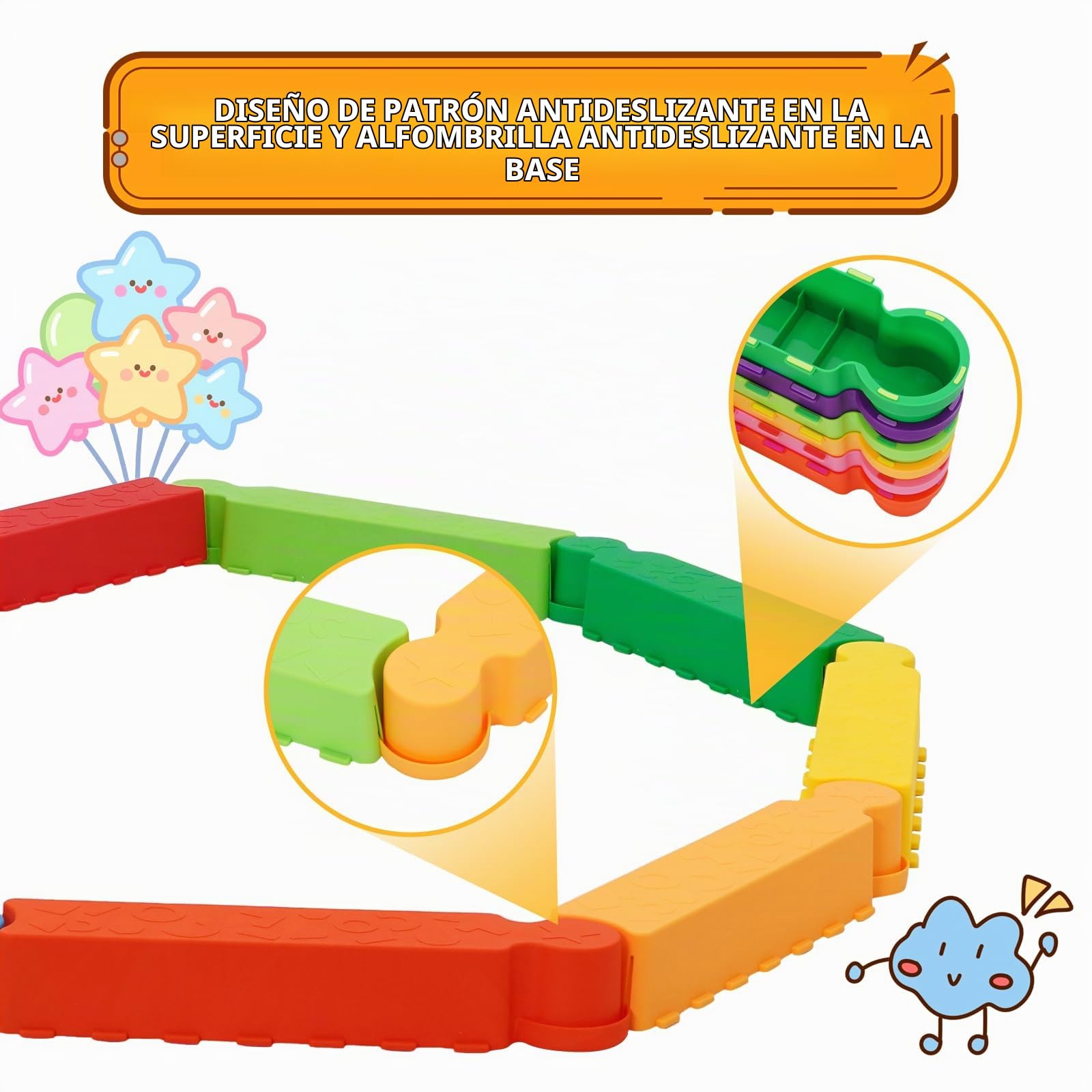 Viga de Equilibrio para Niños, Piedras de Paso para Niño, 10 Piedras Antideslizantes que Fomentan el Equilibrio Juguetes de Interior y Exterior Regalo para Niños Mayores 3 Años