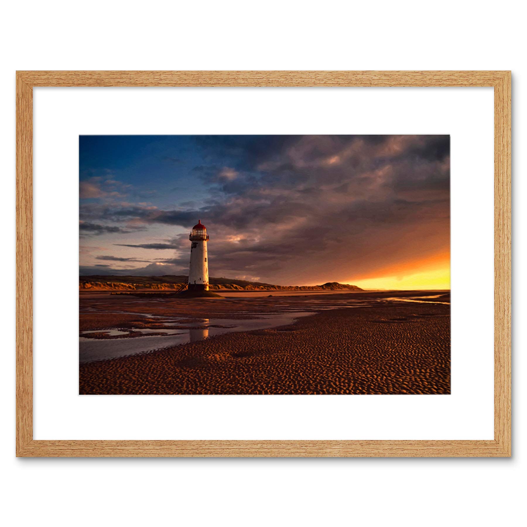 Wee Blue Coo Photo Landscape Lighthouse Talacre Wales Framed Wall Art Print