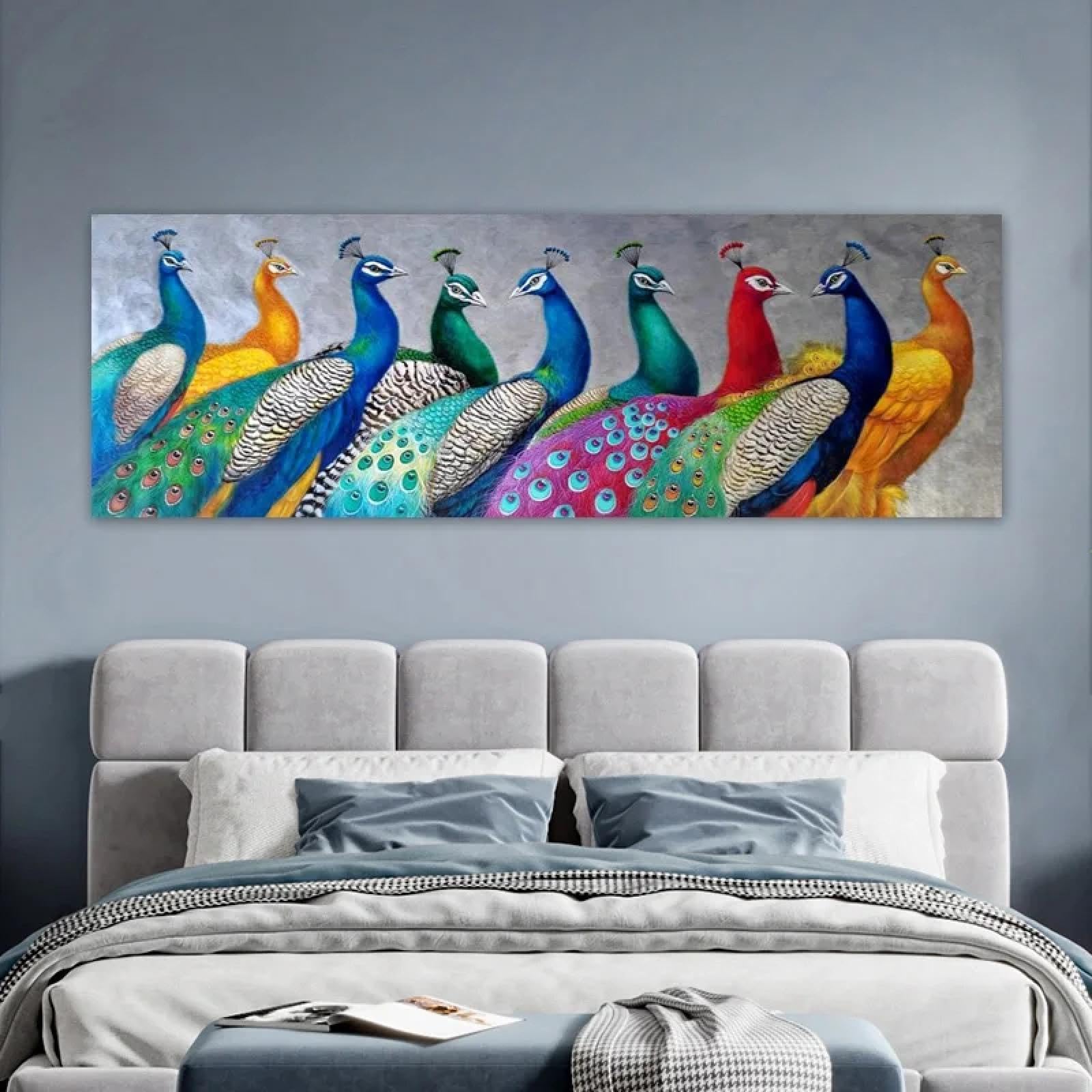 Impression sur toile paon colorée grand format pour art mural - 8