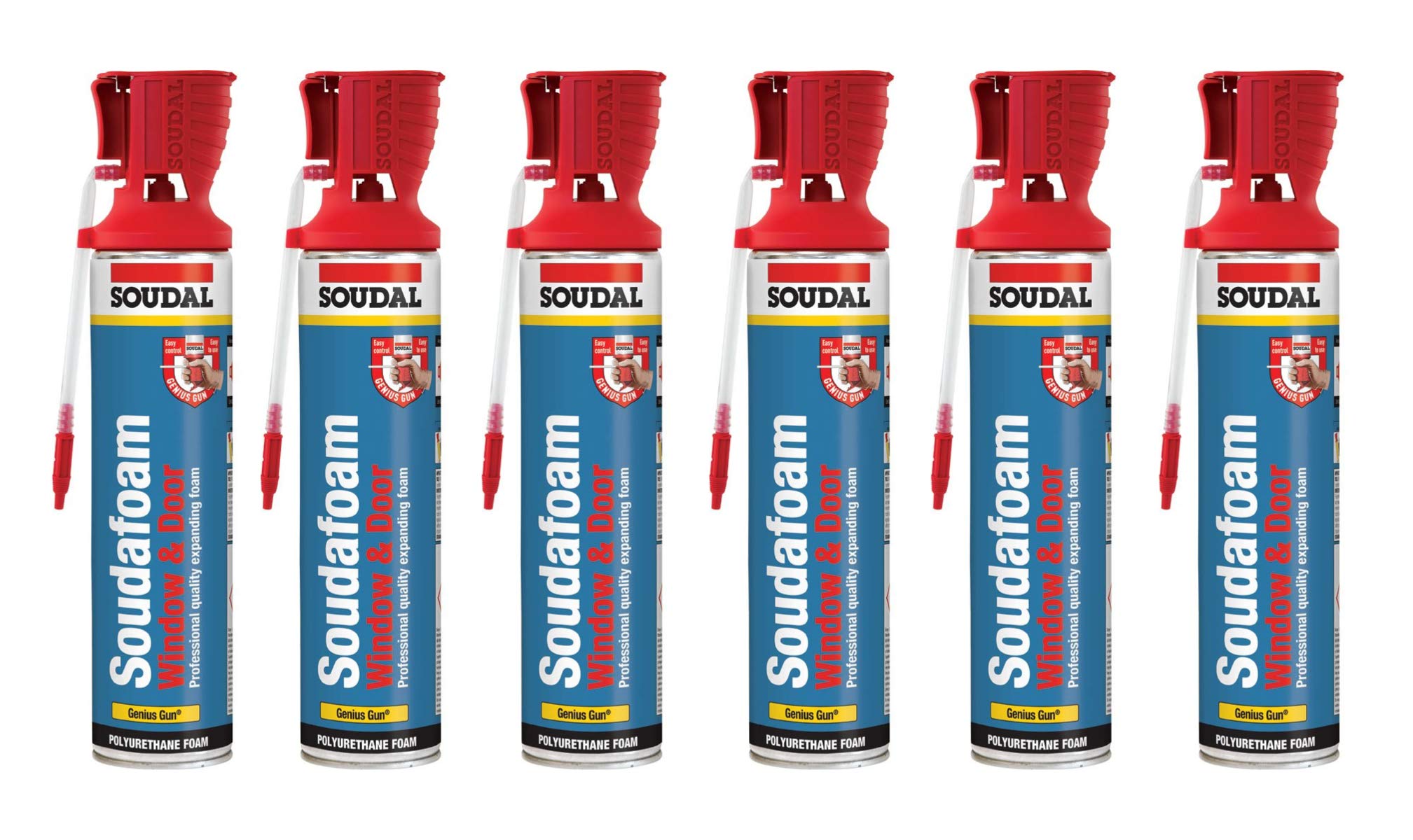6X Soudal Soudafoam Window & Door Genius Gun - 600ml