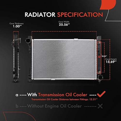 Miniatura 2 de A-Premium Radiador refrigerante de motor con enfriador de aceite de transmisión compatible con Mercedes-Benz C230 C240 C280 C32 AMG C320 C350 SLK280