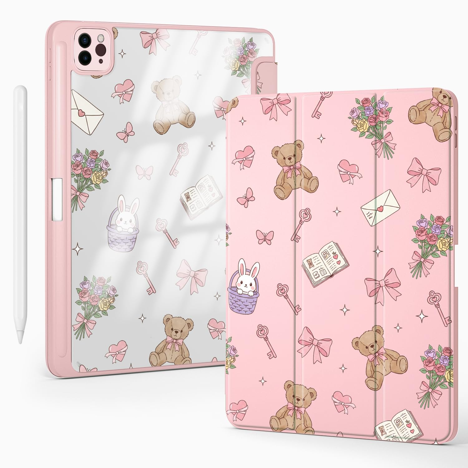 Funda protectora de iPad Pro 13 rosa contra arañazos con función auto sleep 8
