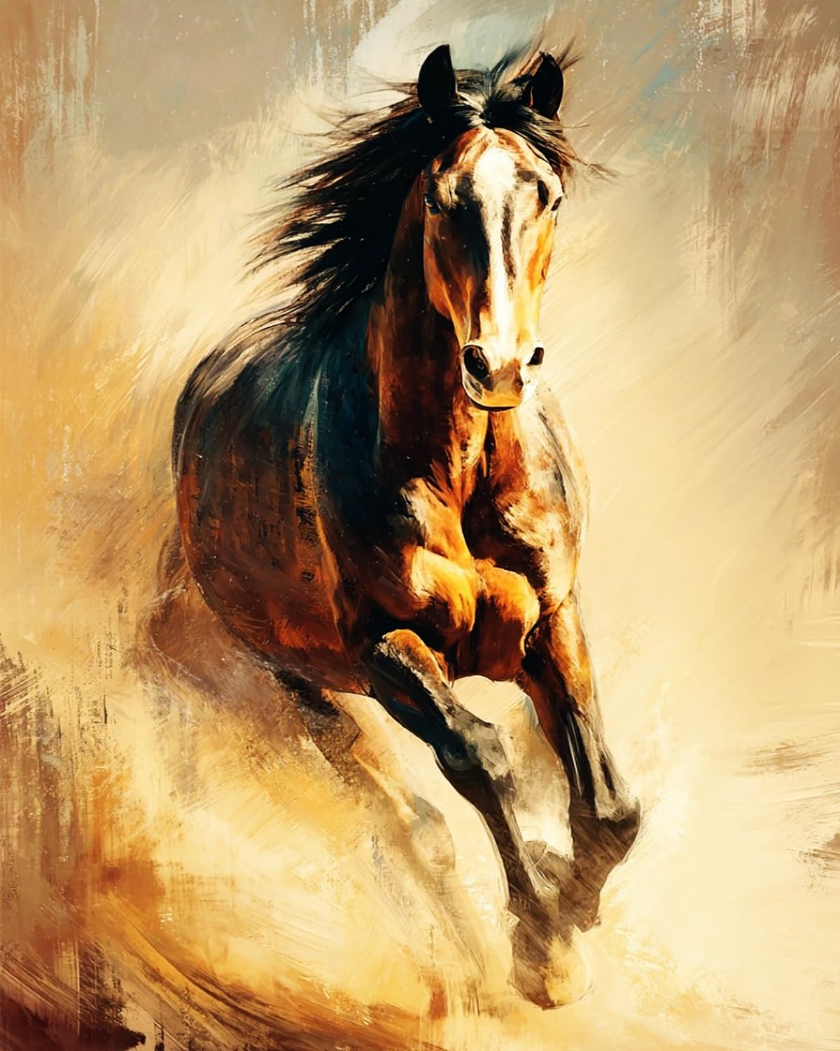 LIUBAISHI Paint by Numbers for Adults – 16x20 Canvas | Oil Painting Kit for Home Decor, Stress Relief Craft, Gift for Adults with Paints and Brushes-Galloping Horse