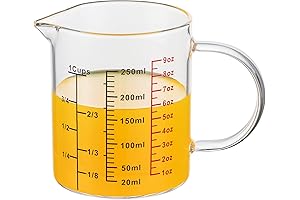 1-Cup Glass Measuring Cup with Insulated Handle and V-Shaped Spout