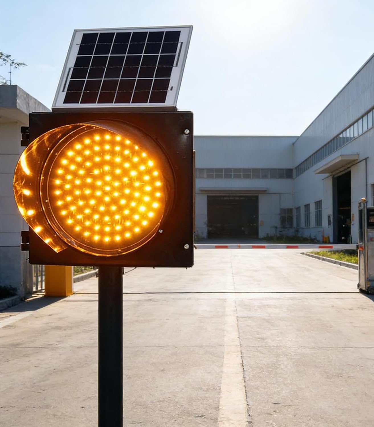 Waterproof Solar Road Signs, Illuminated Signals, LED Emergency Lamp with Flashing Light for Outdoor Road Safety, 400mm/16in for Enhanced Visibility