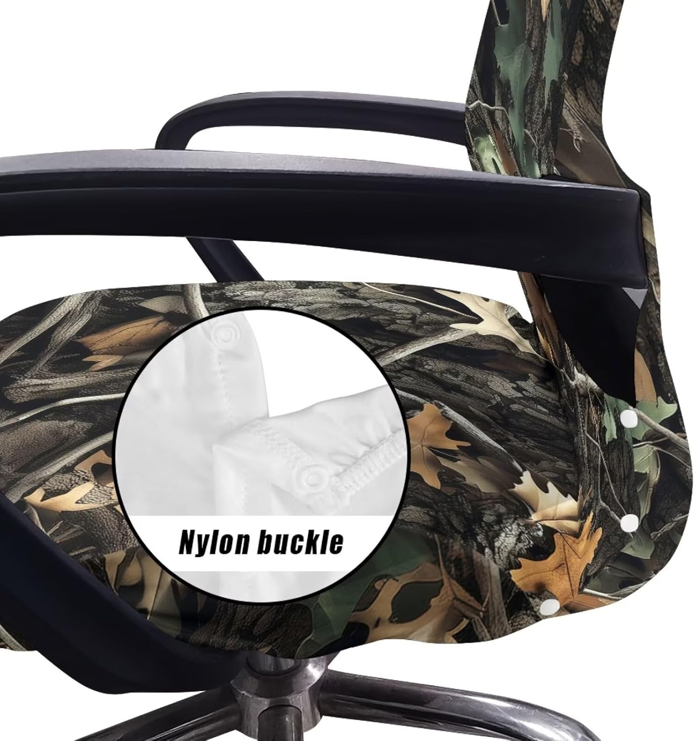 Wanyint Camo Hunting Forest Fallen Leaf Office Chair Cover Executive Computer Chair Slipcover Stain Resistant High Back Chair Protector Home Decor Universal Fits, L