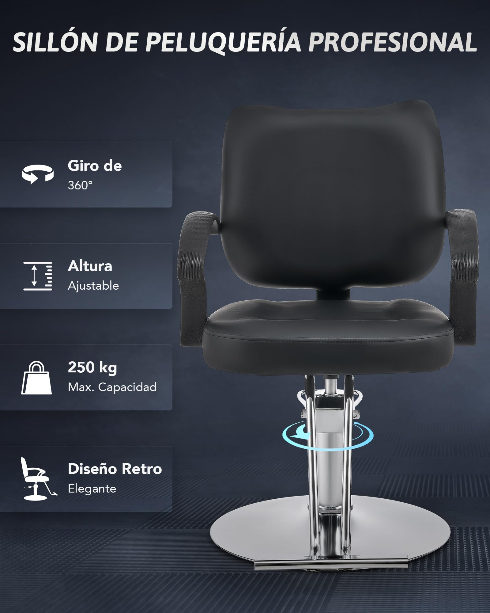 CO-Z Sillón Peluquería Profesional con Bomba Hidráulica Silla de Peluquería con Giro de 360° de Altura Ajustable de 10 cm, Capacidad 250KG Sillón de Barbero para SPA, Belleza
