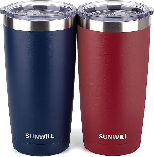 Miniatura 12 de SUNWILL - Vaso para café de viaje de 20 onzas, taza aislada con tapa, taza de acero inoxidable para bebidas frías y calientes, gris claro