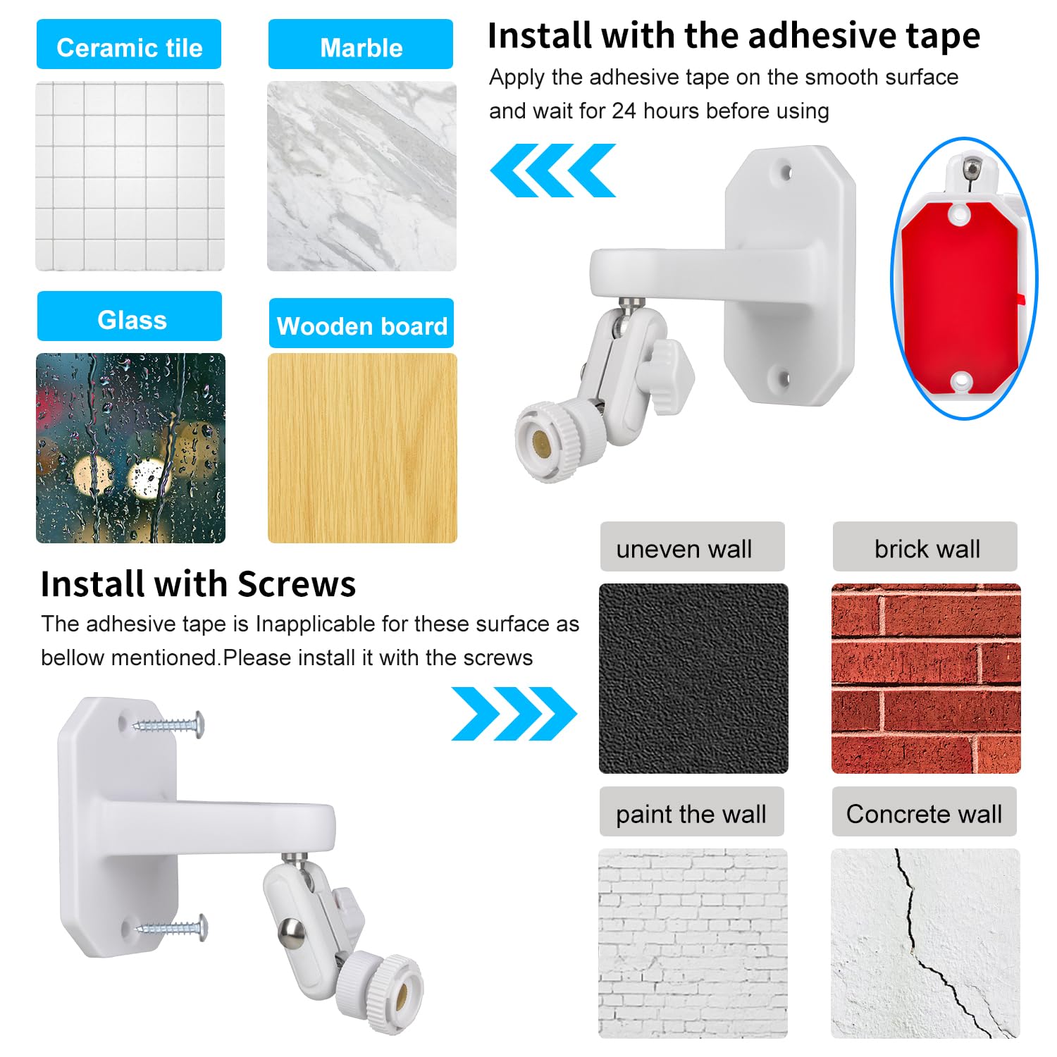 2-Pack Adhesive Wall Mount For Blink Mini & Mini 2 - No Drill Installation Bracket By ALERTCAM