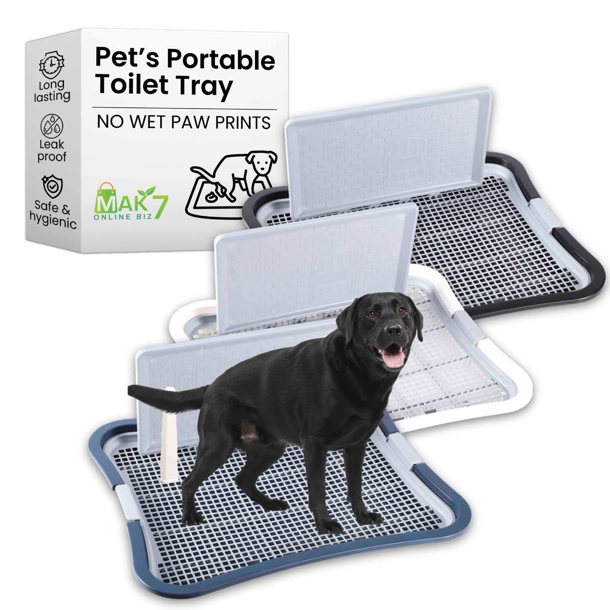 Large Dog Potty Training Tray | Perfect Paw's Pee Pads for Dogs | Indoor Potty Trainer with Mesh | Dog Potty Tray with Splash Guard and Waste Catcher | Grey & White Colour-image-39