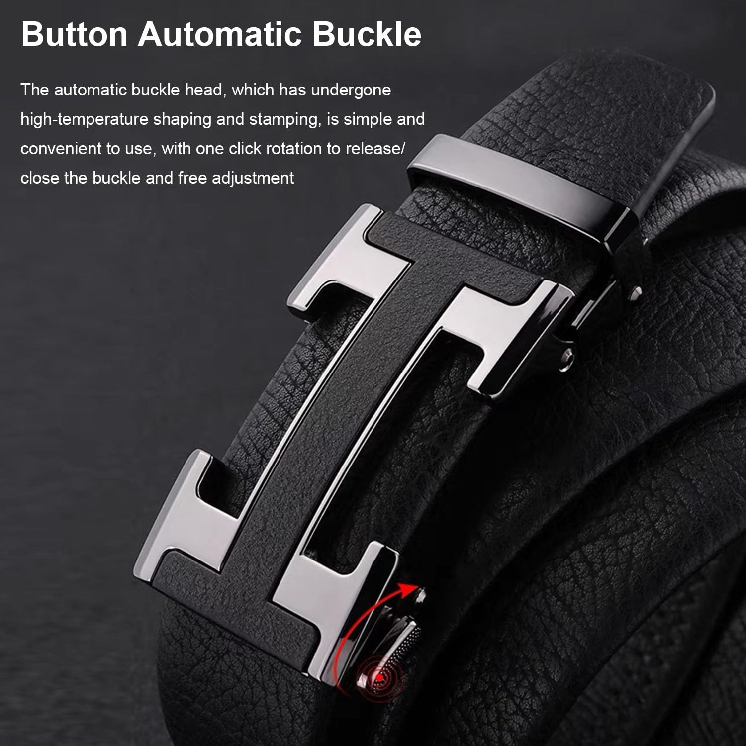 Men's Leather Belt Ratchet Belt Dress with Premium Leather Slide Belt with Easier Adjustable Automatic Buckle Casual Accessories for Every Occasion (49in) - Image 8