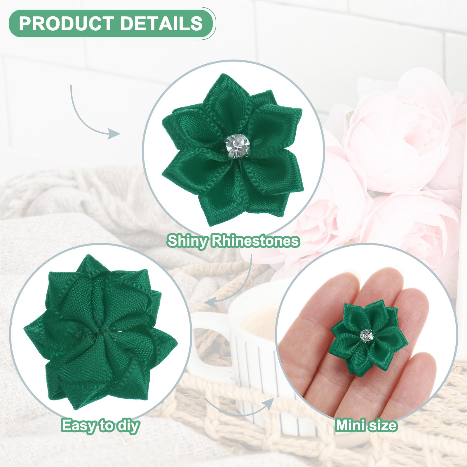 M METERXITY 150-pack Satin Ribbon Flowers - Image 2
