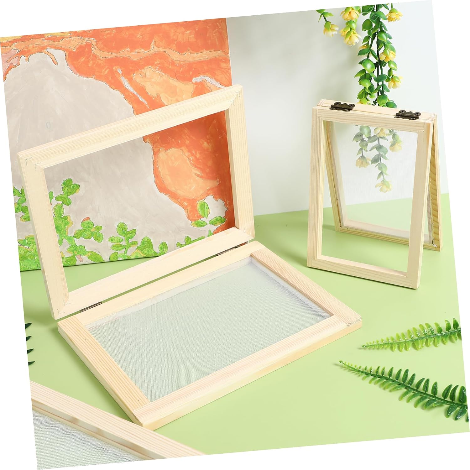 Homoyoyo Wooden Frame Mesh Paper Making Kit Mould Deckle Craft Frame Handmade Paper Supplies
