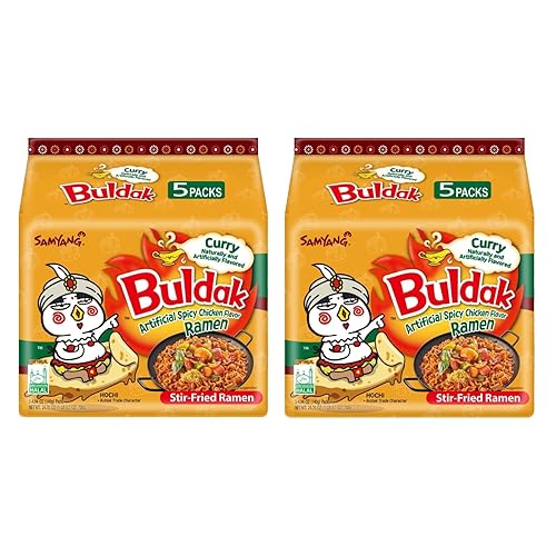 Samyang Buldak - Fideos de ramen de pollo picantes picantes, ramen coreano, curry, paquete de 10