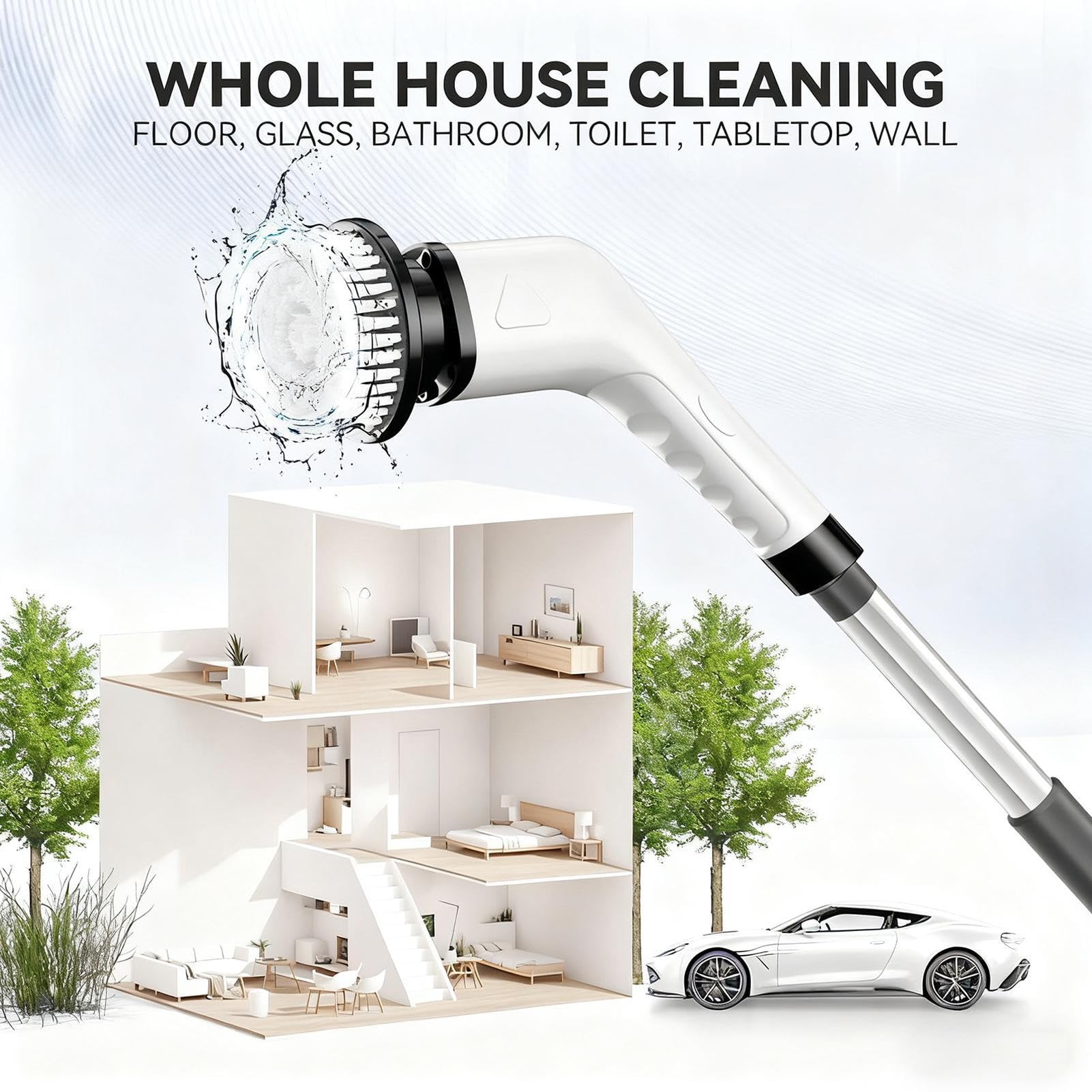 Cepillo De Limpieza Eléctrico Herramienta Giratoria Impermeable | Fregadora Giratoria Sin Cable Para Hogar Azulejos Ducha Fregaderos De Cocina Bañeras Juntas De Azulejos Y Muebles De