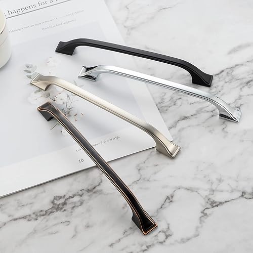 Miniatura 6 de KOOFIZO Tirador de arco para gabinete Craftsman de pie cuadrado, mango para muebles de níquel cepillado mate, espacio entre tornillos de 3.8