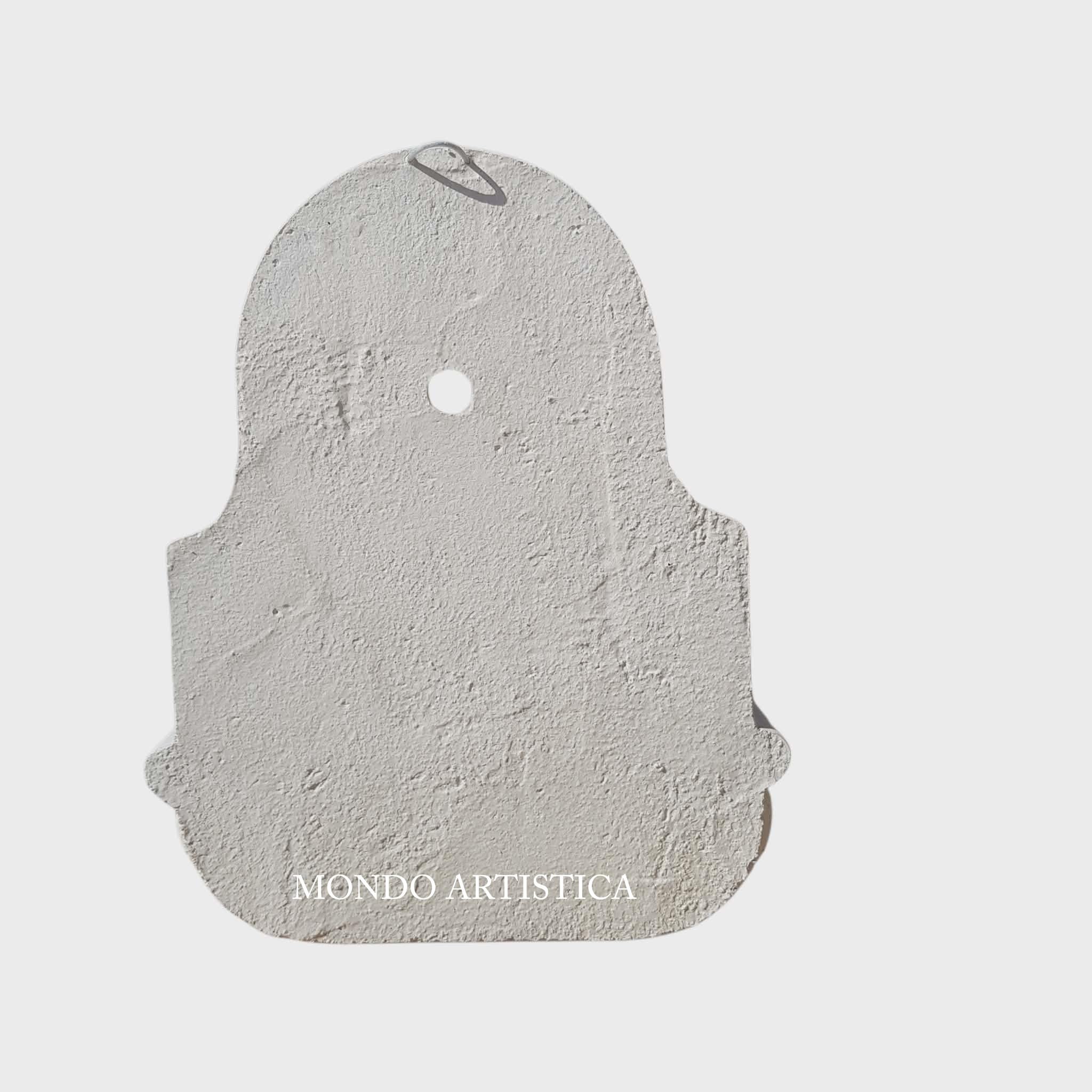 MONDO ARTISTICA Fontana da Parete Sospesa per Giardino, Cemento Bianco e Polvere di Marmo, Piccola, Per esterno altezza 48 cm