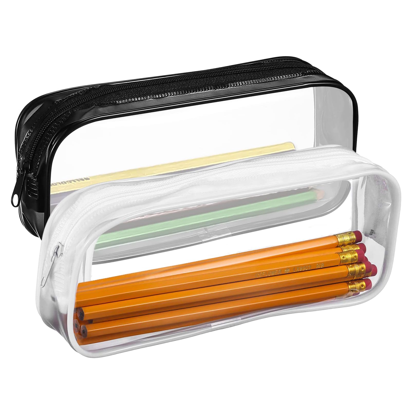 ZSRVAJ 2 Pcs Clear Pencil Case, Pencil Case, Clear Pencil Case for Exams, Pencil Case Clear, Practical and Transparent Pencil Cases for Stationery Toiletries Makeup Travel & Office Supplies