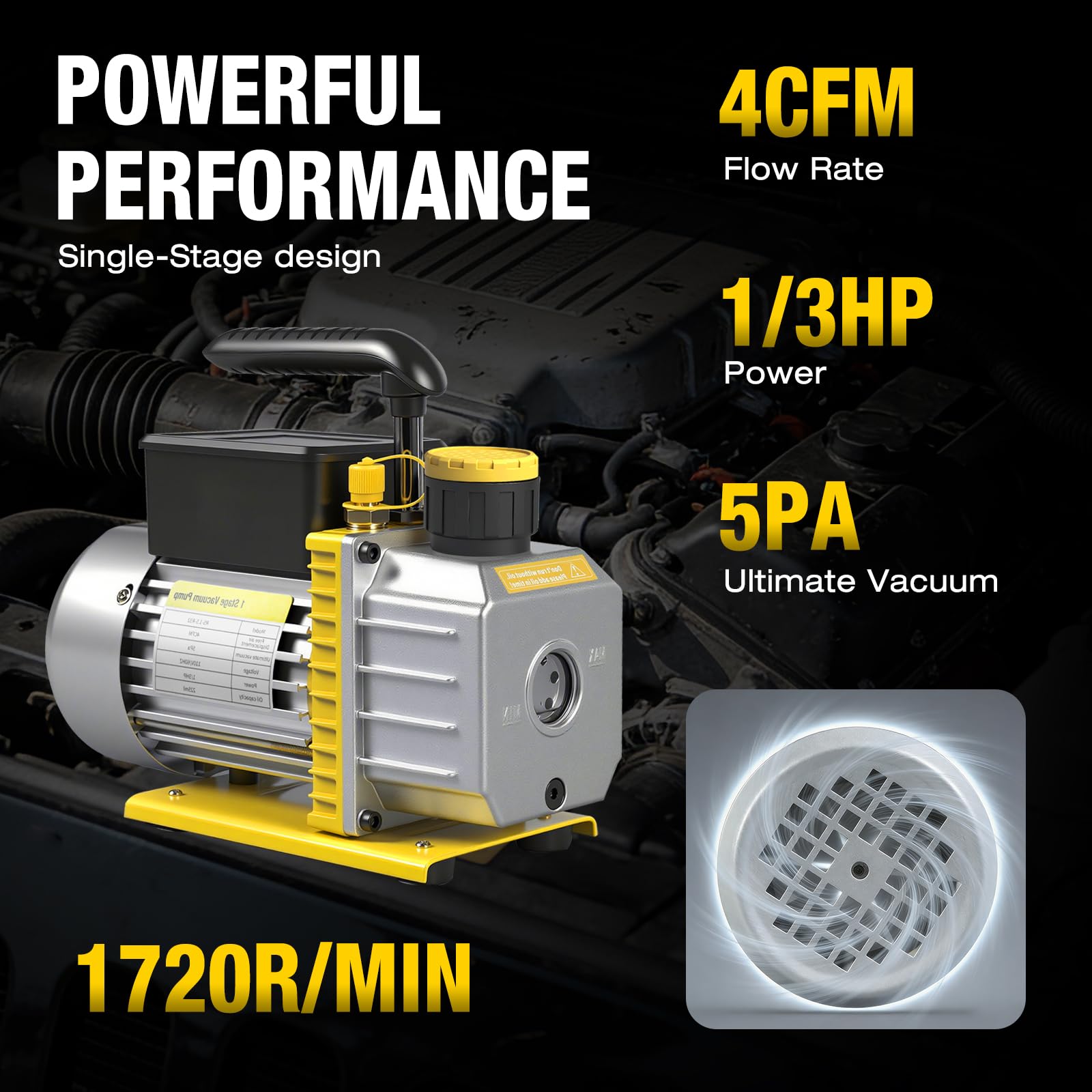 Jack Boss 4 CFM Pompa per vuoto Lavora con refrigerante R134a, R410a, R32, R1234yf