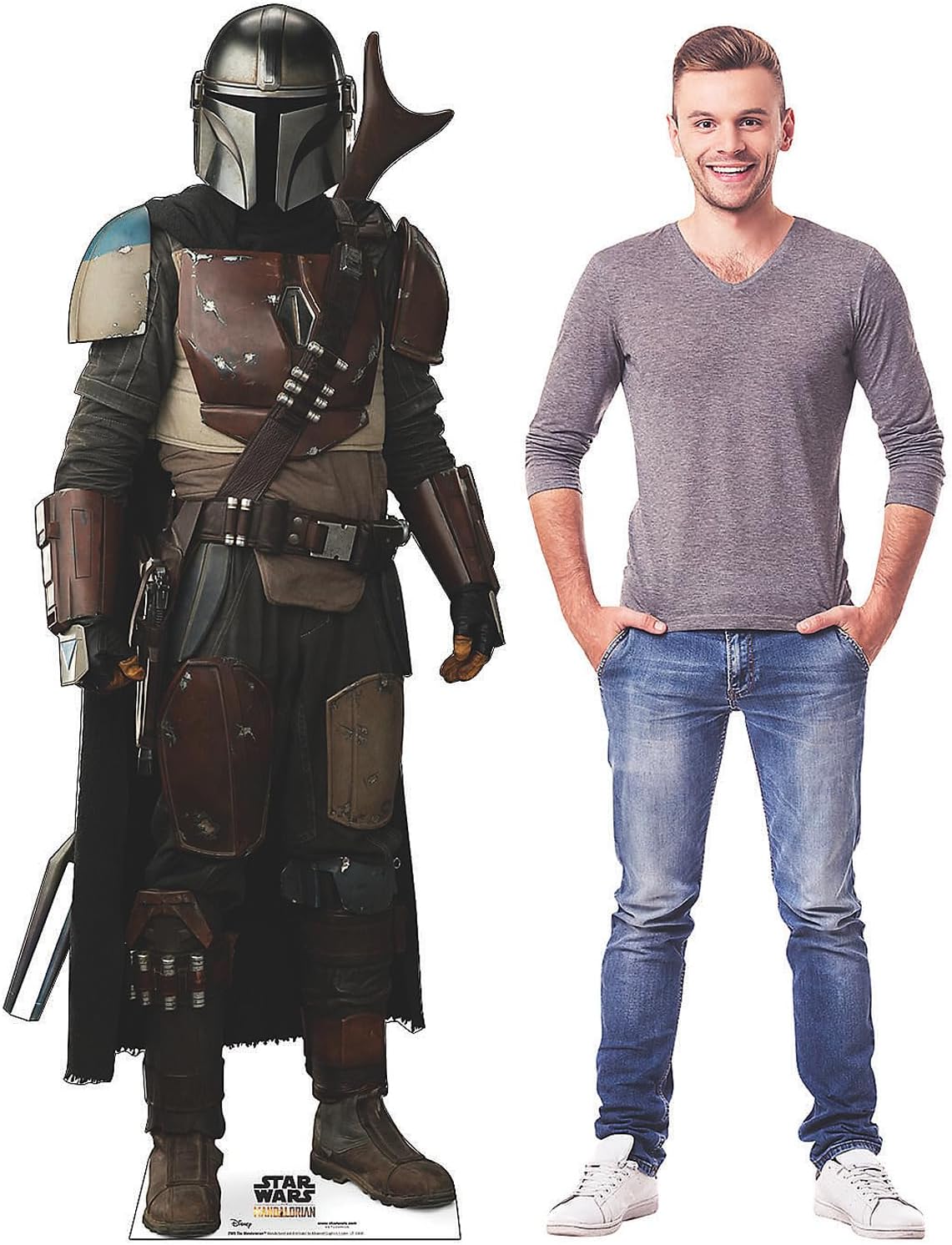 Epic Star Wars™ The Mandalorian™ Life-Size Cardboard Cutout Stand-Up – 29" W x 6 ft H (1 Piece) – One-Sided with Brown Back – Perfect for Movie Nights, Photo Booths & Party Entrances.