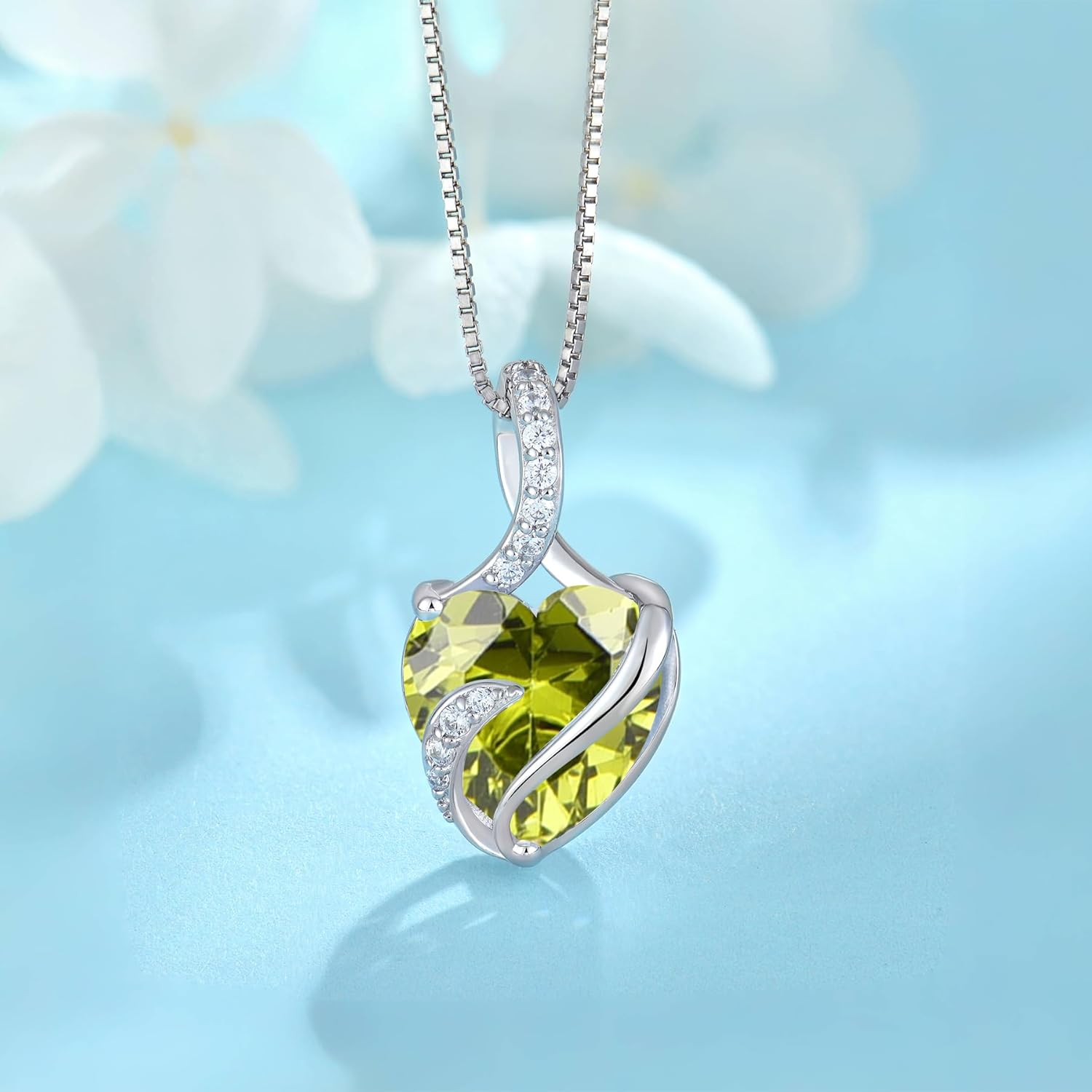 FJ Infinity Birthstone Necklace 925 Sterling Silver Love Heart Pendant Jewelry Gifts for Women - Image 4