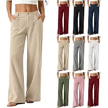 Corduroy Pants Women Petite Button Front Wide Leg Trousers with Pockets