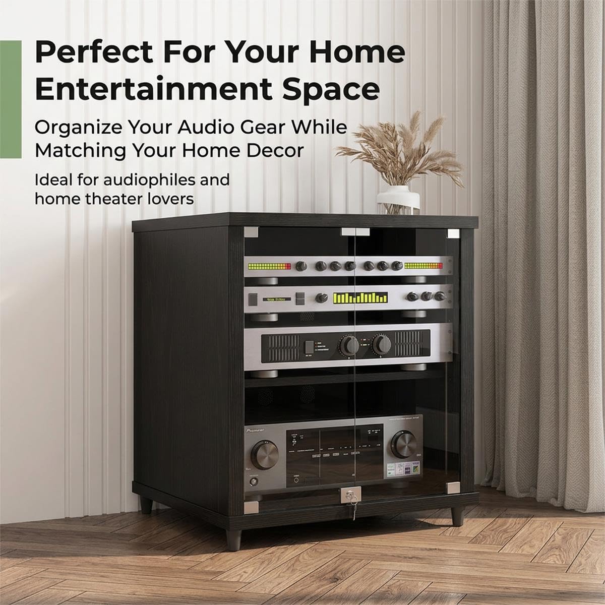 Meuble stéréo, Rack Audio avec Portes pour Rangement multimédia