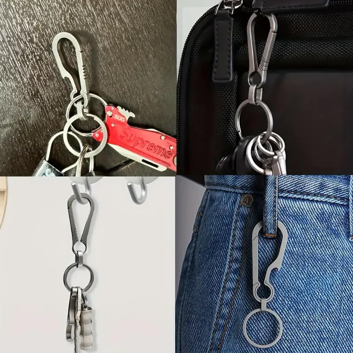 Titanium Keychain, Carabiner Clips Key Chain Heavy Duty Car Key Organizer with Bottle Opener for Men Women - Image 5