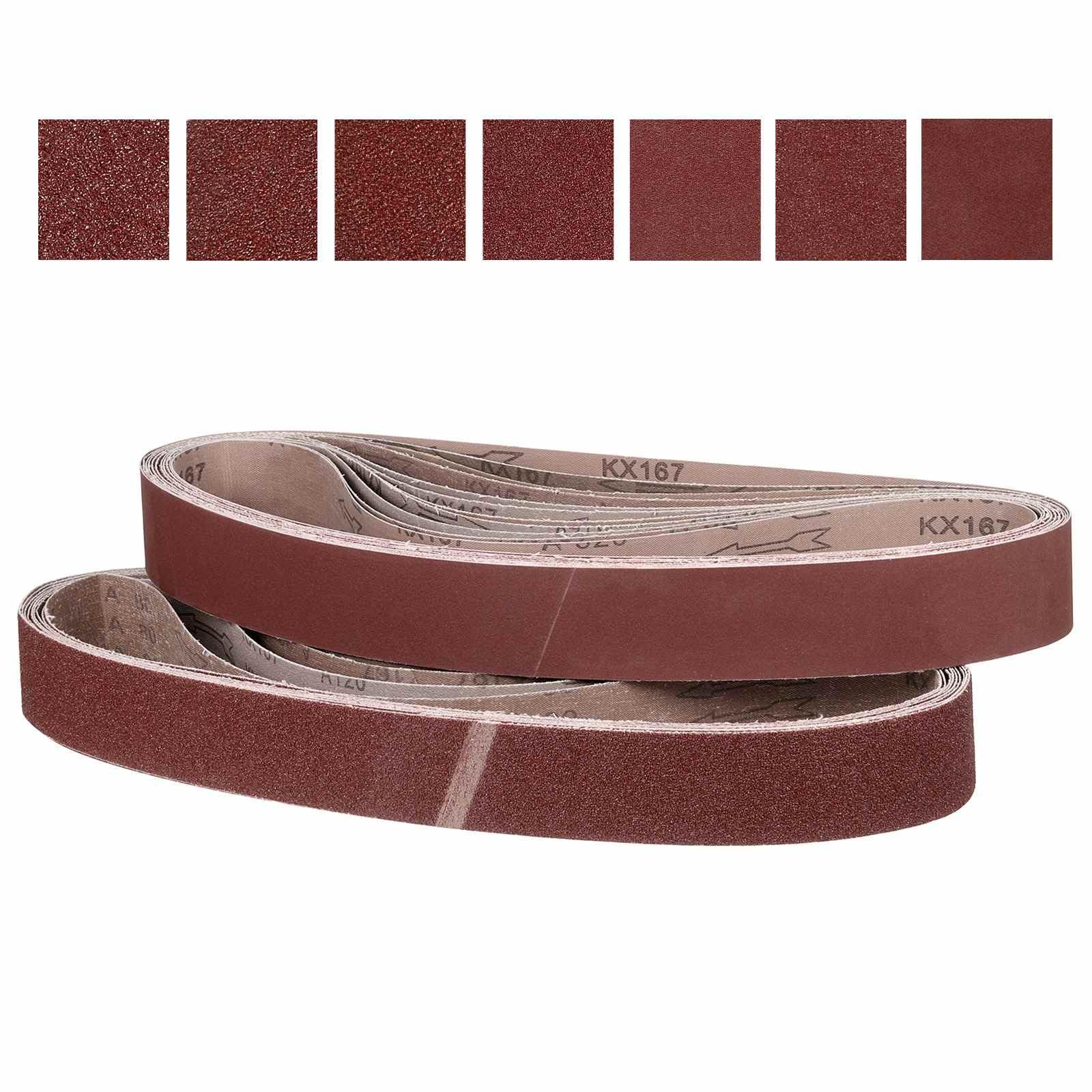 CoCud 25mm x 1067mm Sanding Belt, 21 Pcs 40/60/80/120/180/240/400 Grit Knife Sharpener Belts Work Sharpening for Belt Sander Knife Carving Tool Metal Working