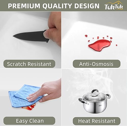 Miniatura 5 de TUKTUK Fregadero de granja blanco de 30 x 20 pulgadas, fregadero de granja de arcilla refractaria, fregadero de cocina empotrado, fregadero de