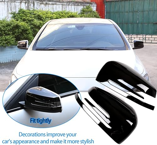Miniatura 2 de Para Mercedes Benz A CLA GLA GLK Class W176 W117 X156 X204 2014-2017 piano negro retrovisor lateral cubierta de espejo