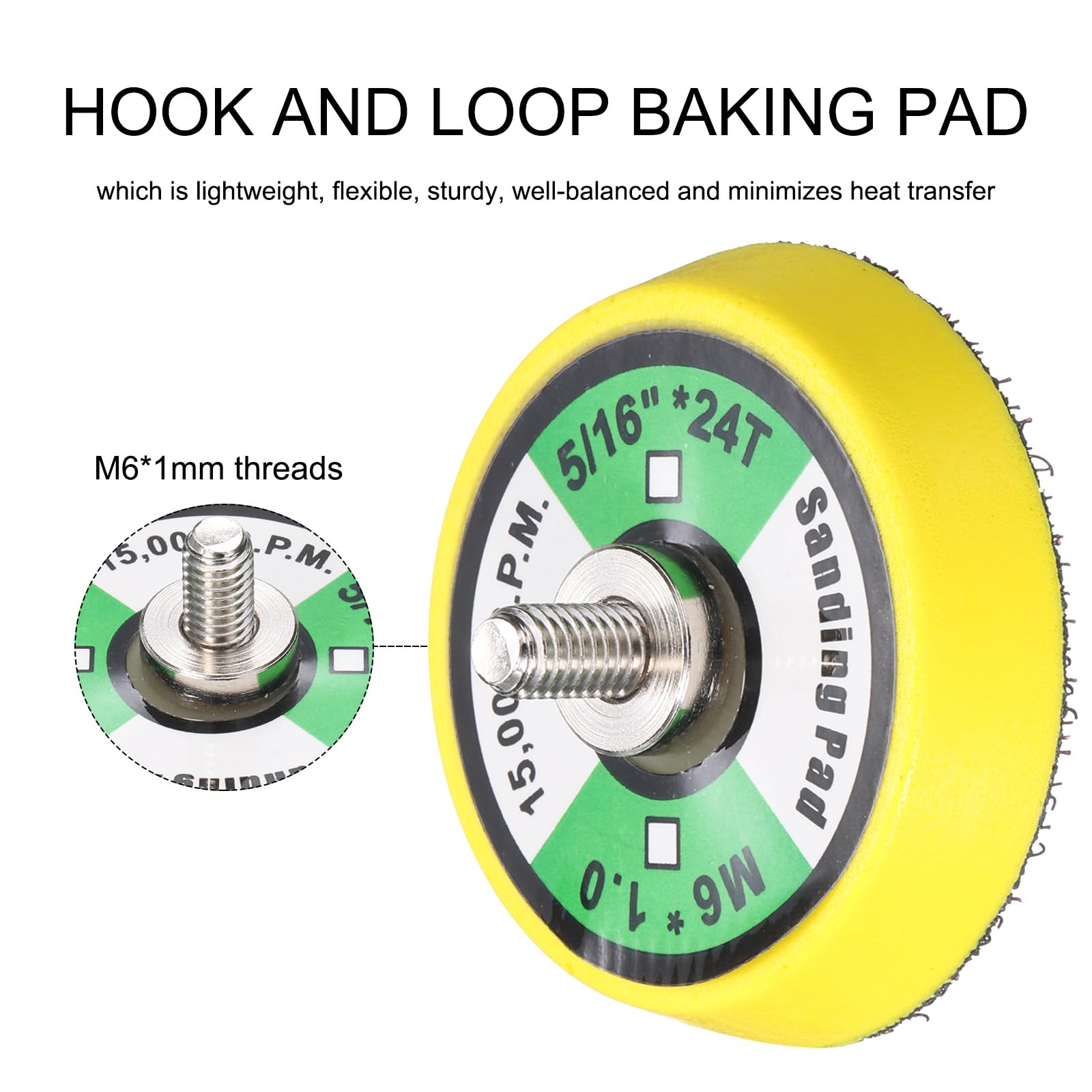 Sourcingmap 2 Inch Hook and Loop Backing Sanding Pads with M6*1mm Thread for Diamond Sanding Finishing Polishing Buffing Pads - Image 4