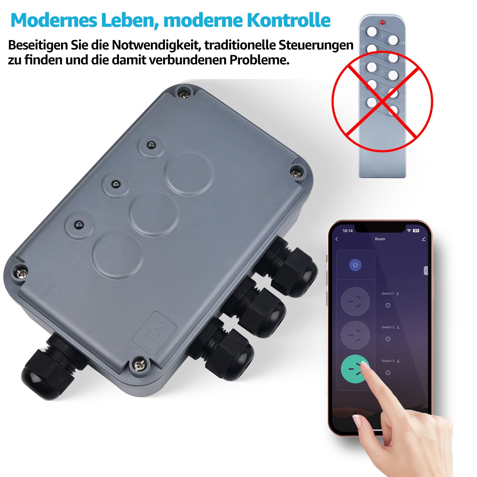 NineLeaf 3 Gang Outdoor Switch Box,Upgraded Smart Garden
