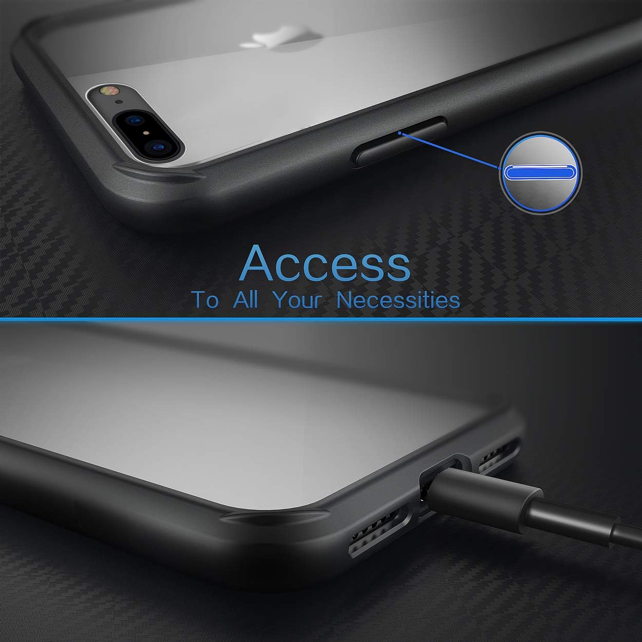 Mkeke Compatible with iPhone 8 Plus Case,Compatible with iPhone 7 Plus Case Clear Shock Absorption Cases for Both iPhone 8 Plus and 7 Plus Cover (Black)