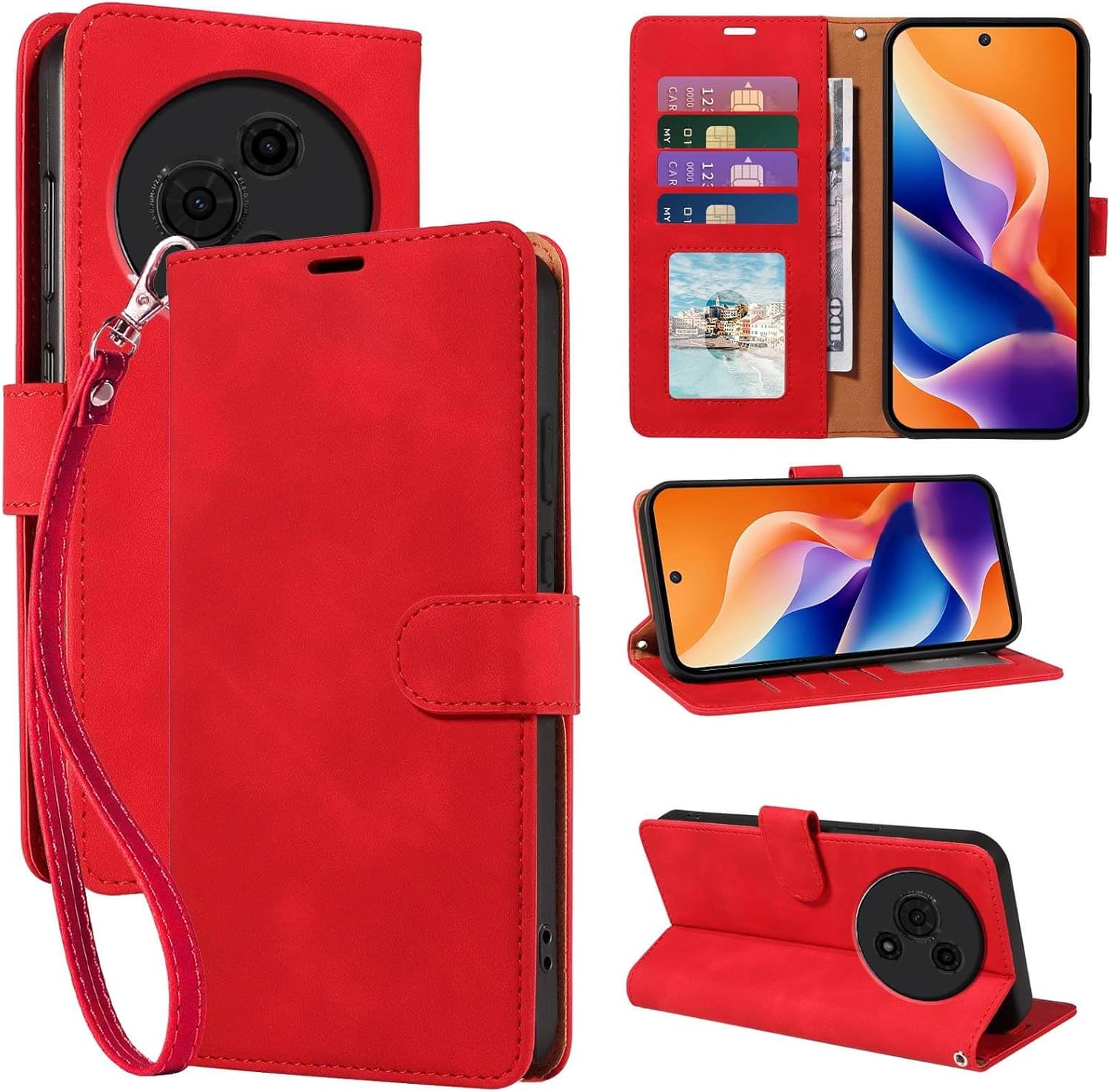 PIXFAB Case For TCL 605/60 SE, Leather Wallet Phone Case, Magnetic Book Flip Folio Cover [RFID Protection & Card Slots] And [Kickstand] Case Cover For TCL 605/60 SE- Rose Gold - View #2