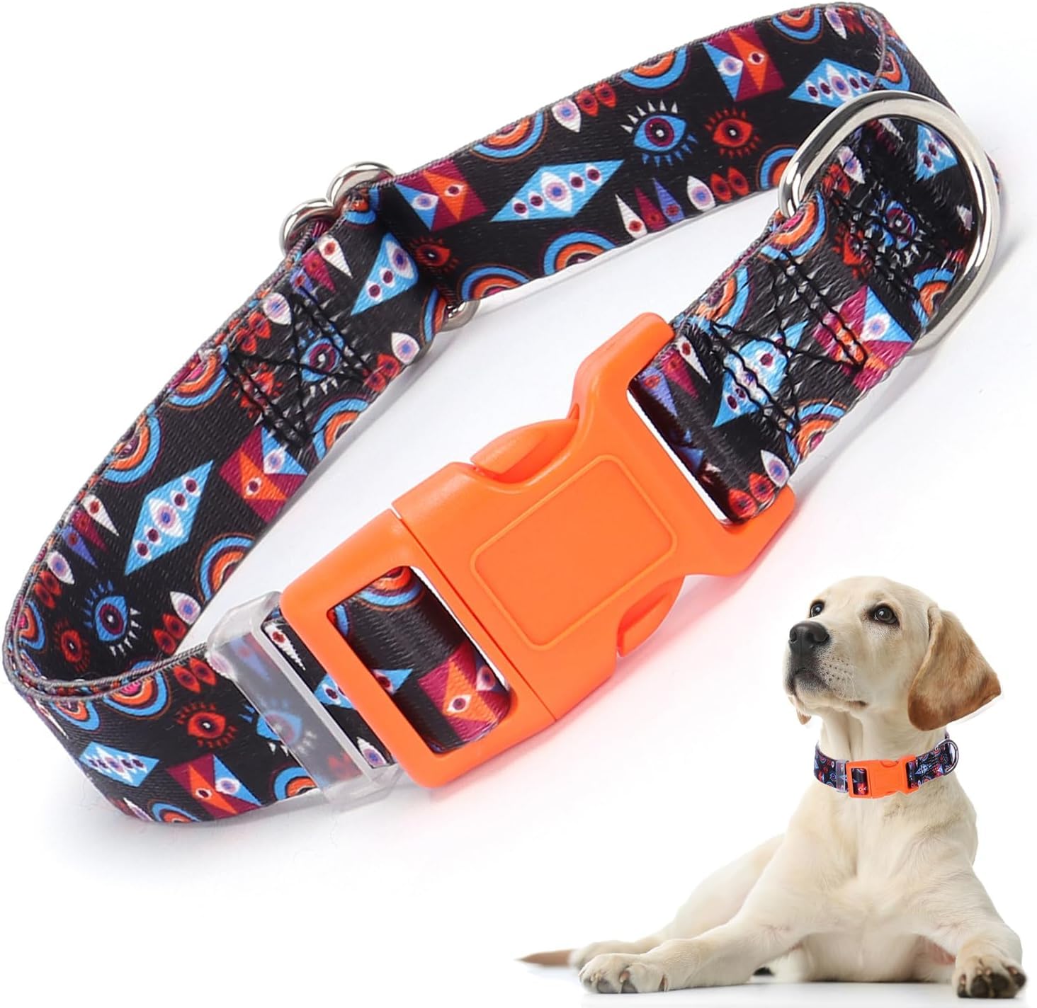 Dog Collars for Large Dogs, Eyes Girls Dog Collar, Durable Pretty Female Pets Collars for Small Medium Large Dogs Walking Training, Size L