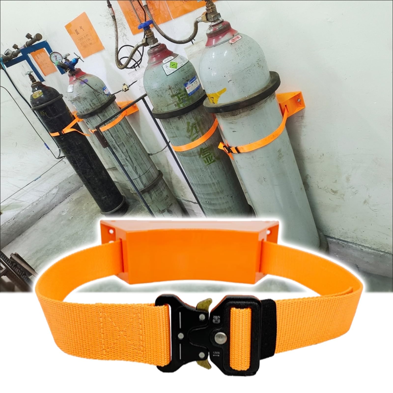 Wytrzymały, montowany na ścianie uchwyt na butlę z gazami — wytrzymały uchwyt na zbiornik tlenu z ABS do użytku szpitalnego, komercyjnego i domowego(Orange,1pc)