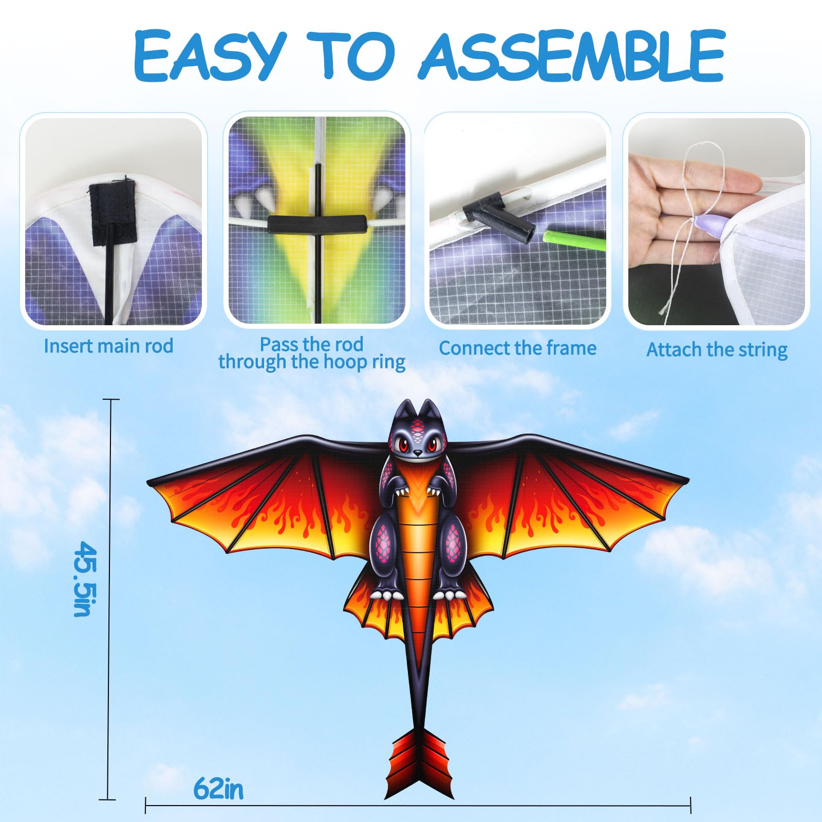 Huge Kites, Kite for Kids and Adults Easy to Fly Kite for Beginners with 328ft String - Image 4