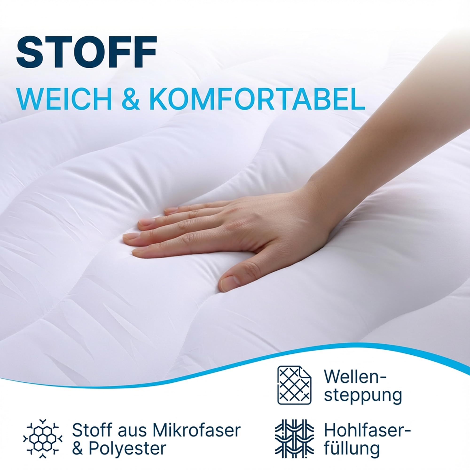 CATAVANA Topper 140x200cm Cloud – Atmungsaktiver Matratzen Topper 140x200 - Matratzenauflage Hypoallergen & Anti-Milben, Weich & Komfortabel für erholsamen Schlaf - Matrazentopper