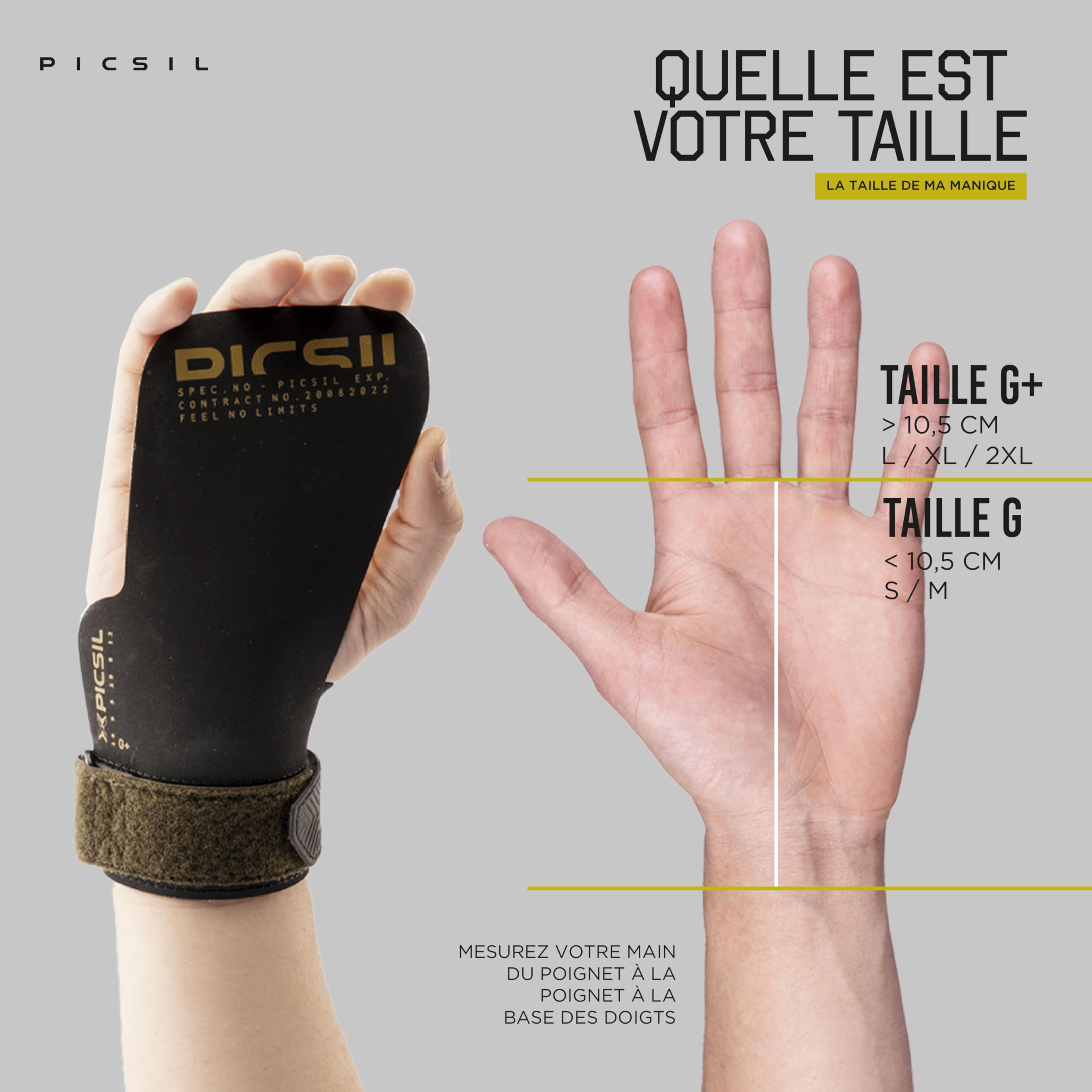 PicSil Phoenix Aramid Grips, geen gaten, geen magnesium nodig, volledige handbescherming, vingerloze handgrepen voor cross-training, sportschool, boksen, gewichtheffen, uniseks (G