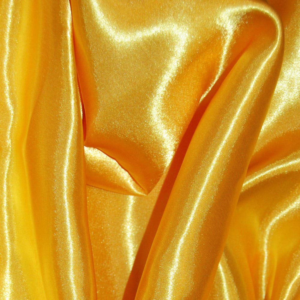 Silky Satin Fabric Material Poly Craft Dress Costume Bridal Prom 150cm Wide - Per metre (Yellow)