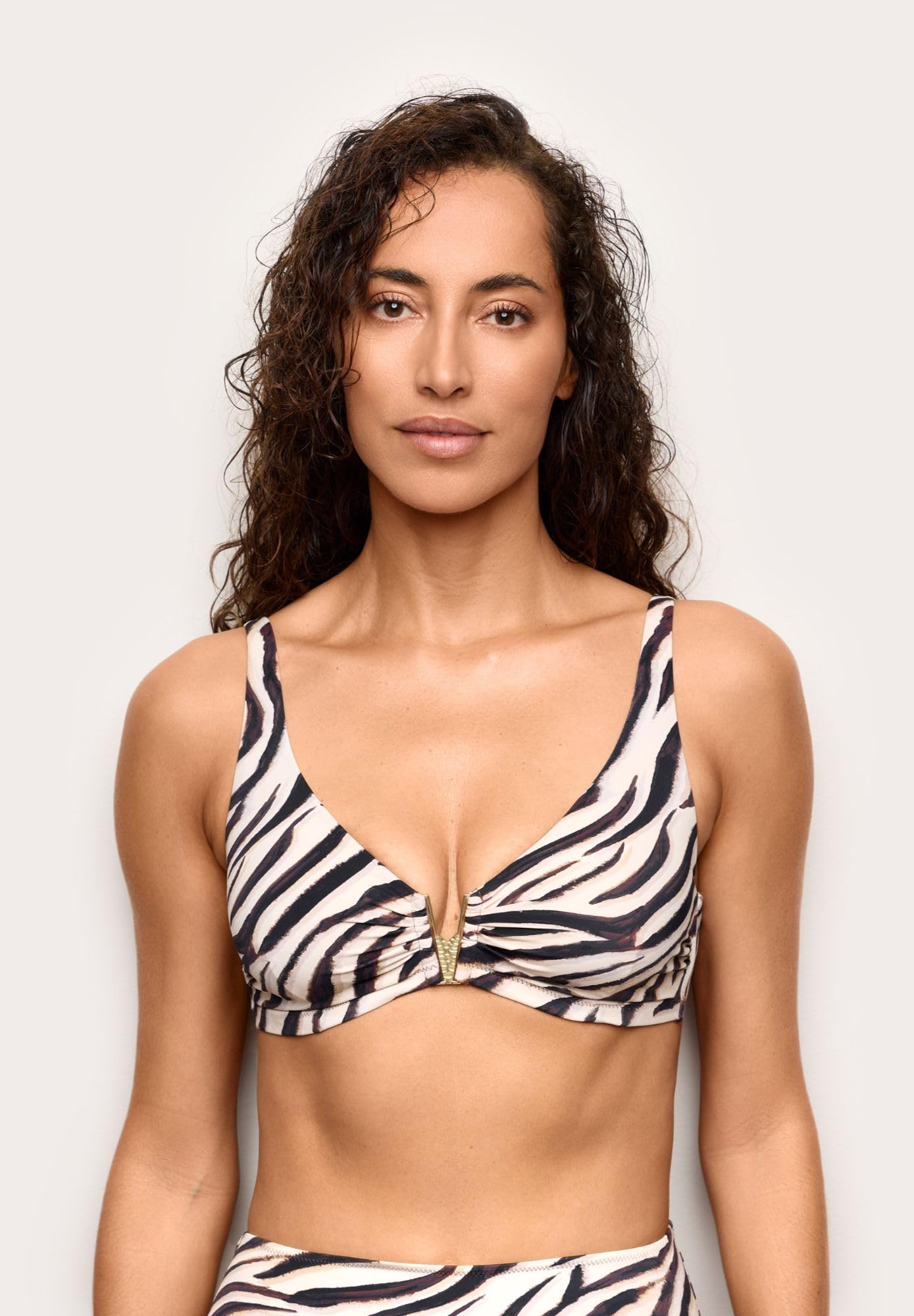YAMAMAY - Bikini Parte Alta, Modello Balconcino con Ferretto, Donna, Zelia, Marrone, Stampa zebrata